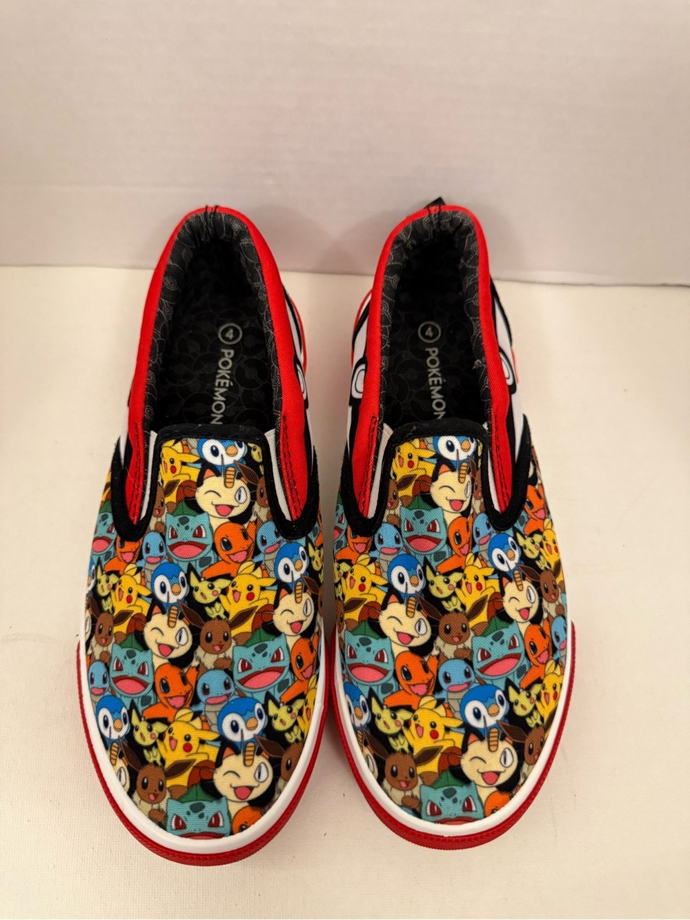 Pokemon Slip-On Shoes with Red Trim and Multicolor Character Print